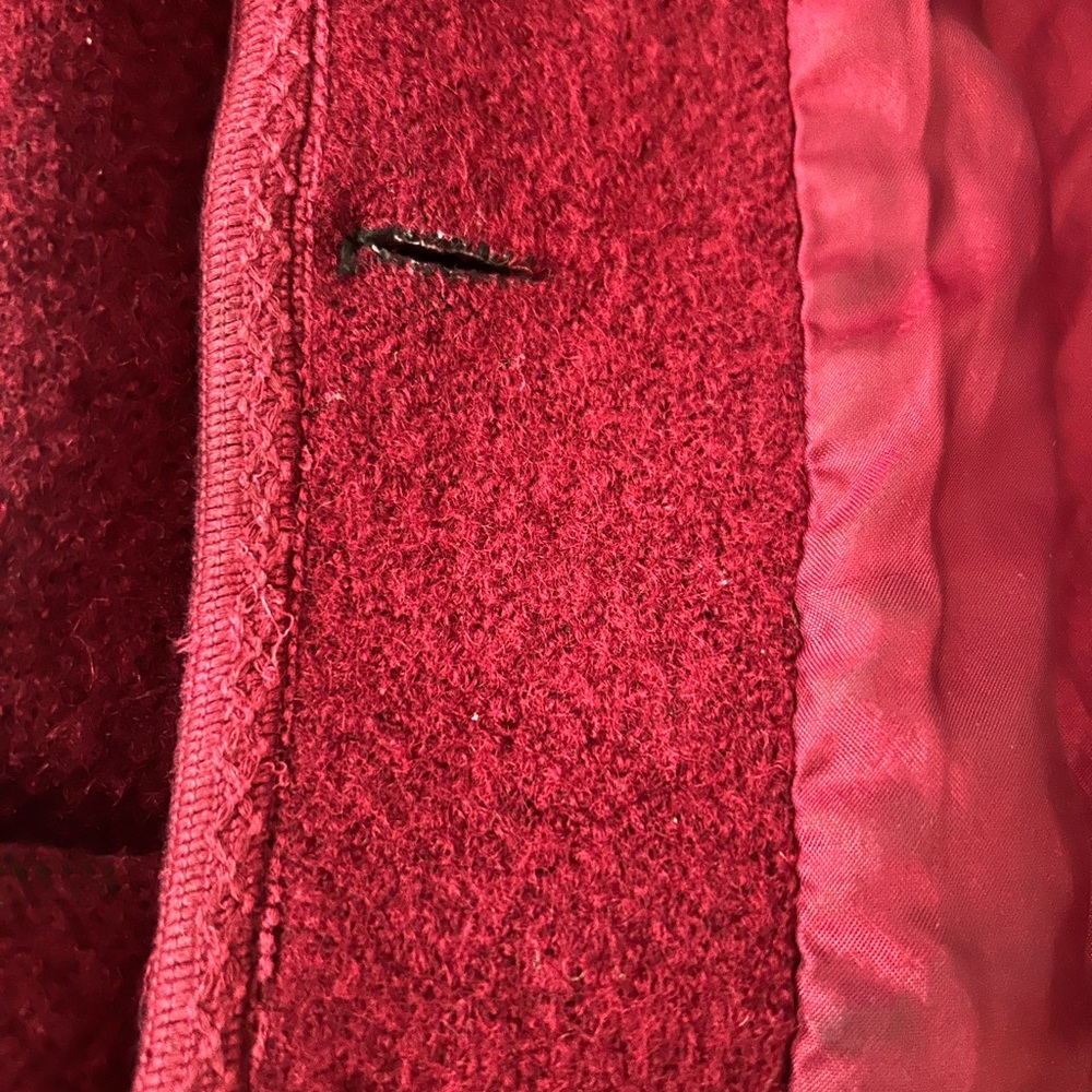 Vintage wool coat cranberry red size 2/4. Shawl neck, retro buttons,big pockets - Picture 14 of 16